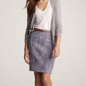 J. Crew The Pencil Skirt Blue Tweed Knee Length Skirt 2